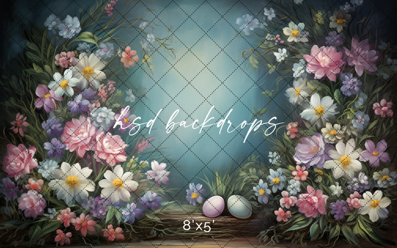 Arched Easter Flowers - HSD Photography Backdrops 