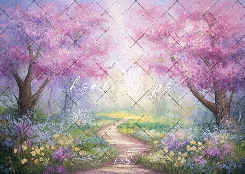Spring Theme Backdrop for Photography | Spring Blossoms Pathway