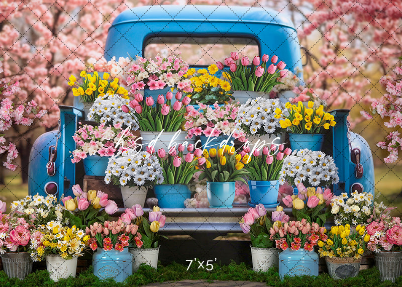 Spring Flower Truck (sweep options) - HSD Photography Backdrops 