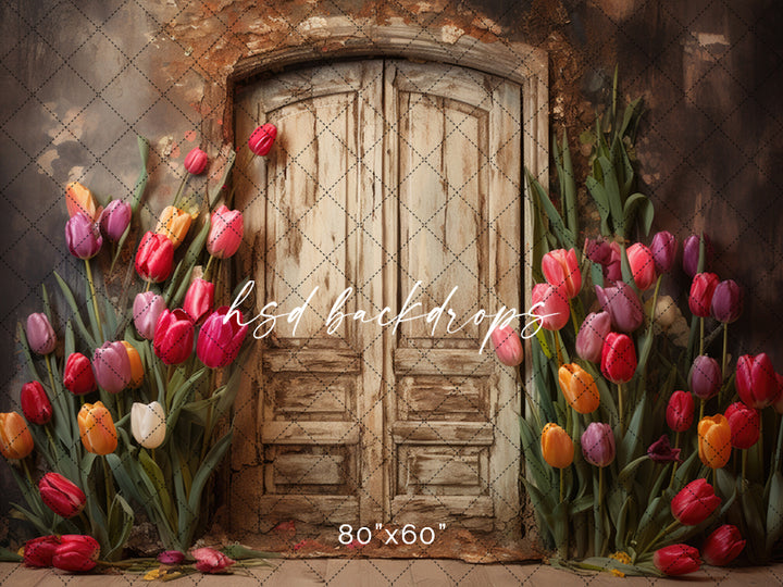 Easter Theme Backdrop for Photography | Rustic Spring Door