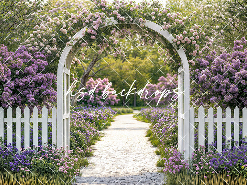 Spring Purple Floral Garden Arch Photography Backdrop – HSD Photography ...