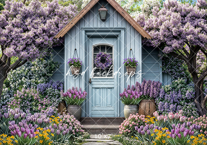 Little Blue Spring Cottage - HSD Photography Backdrops 