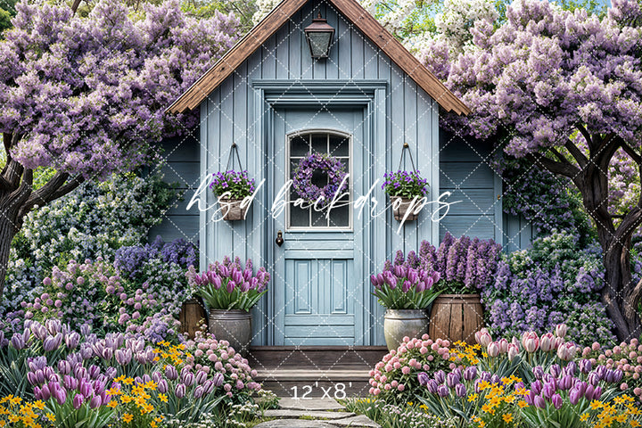 Little Blue Spring Cottage - HSD Photography Backdrops 