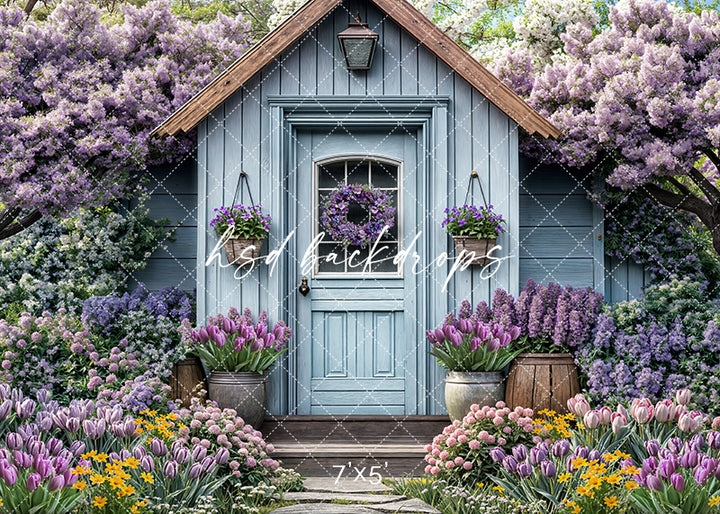 Little Blue Spring Cottage - HSD Photography Backdrops 