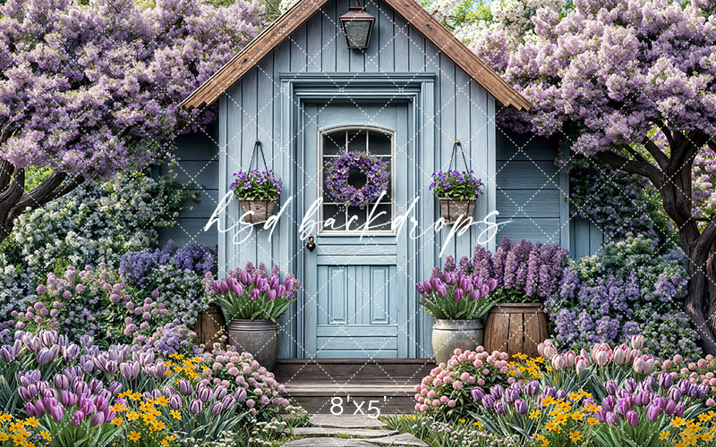 Little Blue Spring Cottage - HSD Photography Backdrops 