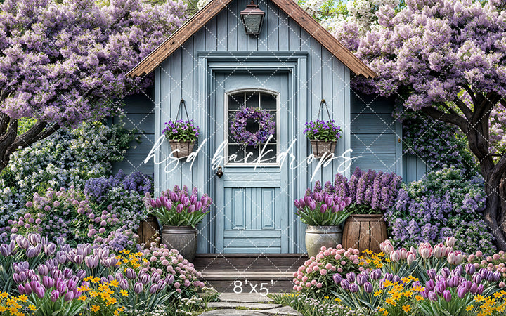 Little Blue Spring Cottage - HSD Photography Backdrops 