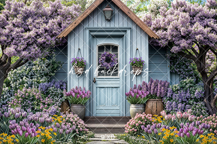 Little Blue Spring Cottage - HSD Photography Backdrops 