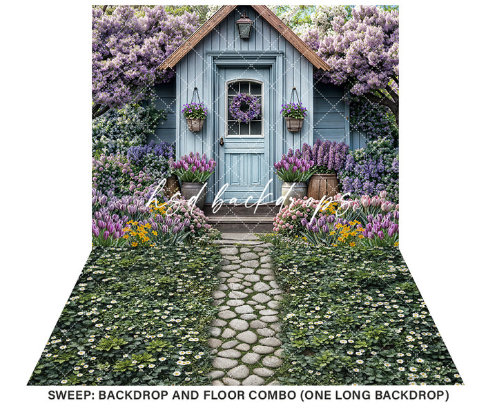 Little Blue Spring Cottage - HSD Photography Backdrops 