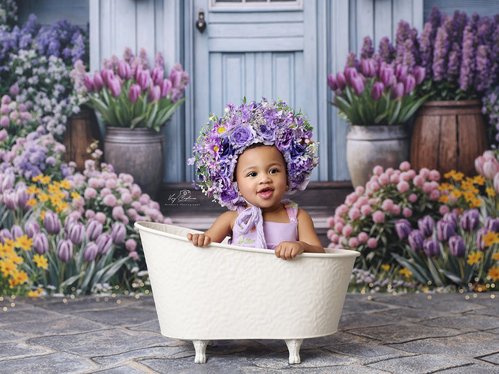 Little Blue Spring Cottage - HSD Photography Backdrops 
