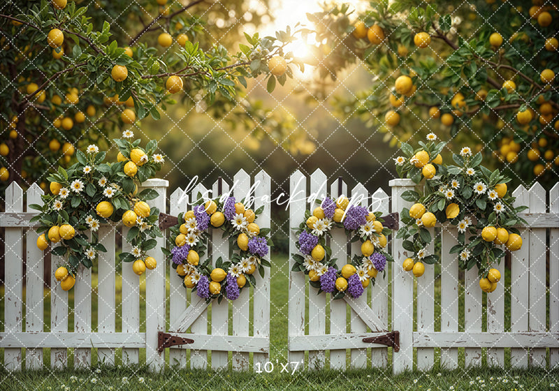 Lemon Orchard Gate – Spring Photography Backdrop