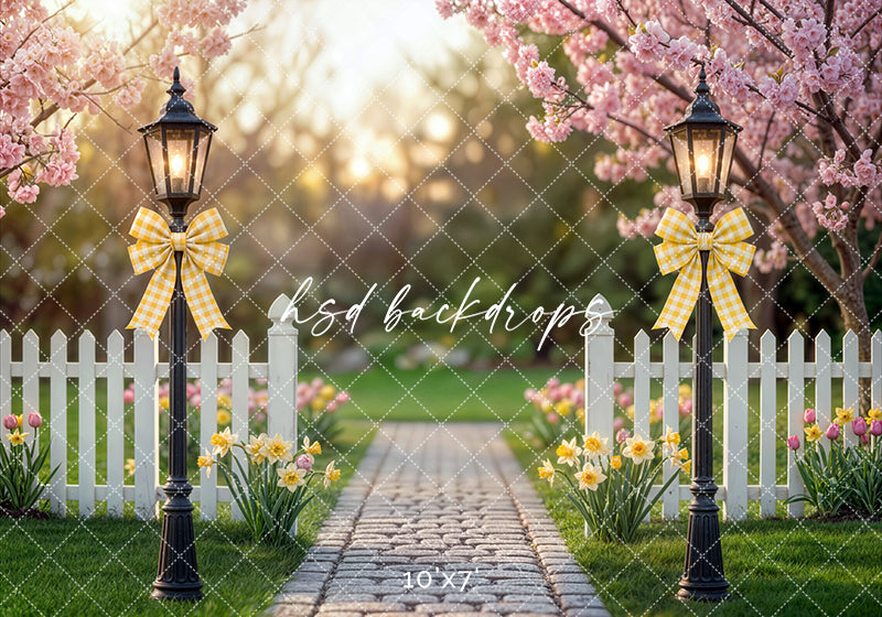 Golden Hour Garden Gate – Spring Photography Backdrop