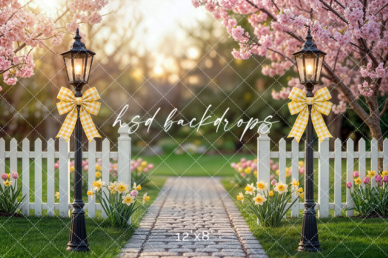 Golden Hour Garden Gate – Spring Photography Backdrop