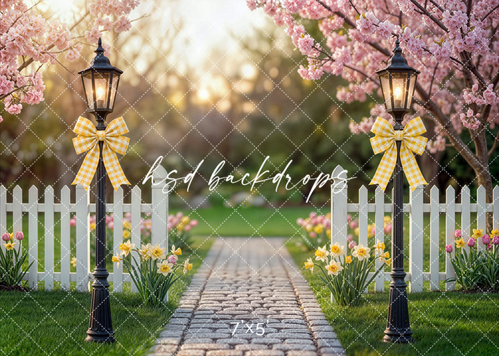 Golden Hour Garden Gate – Spring Photography Backdrop