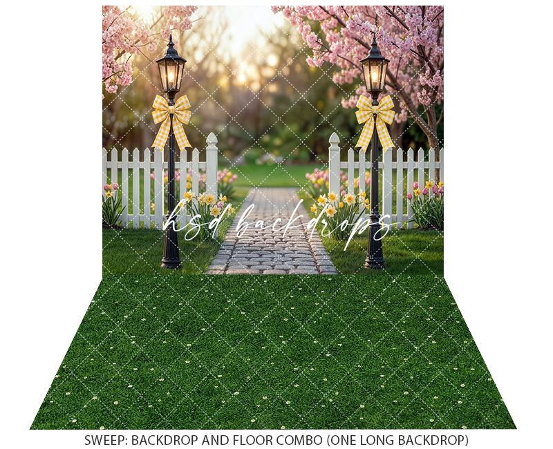 Golden Hour Garden Gate – Spring Photography Backdrop