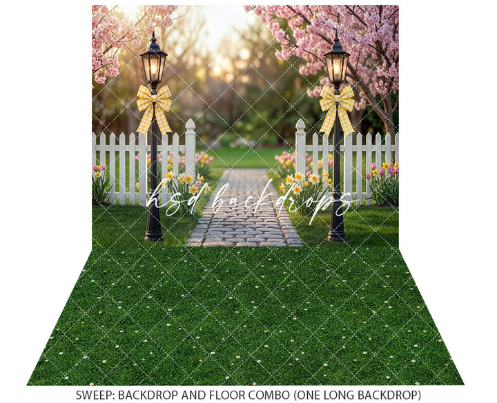 Golden Hour Garden Gate – Spring Photography Backdrop