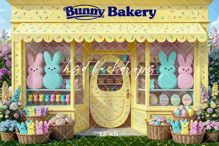 Bunny Bakery Sweet Shop – Easter Photography Backdrop
