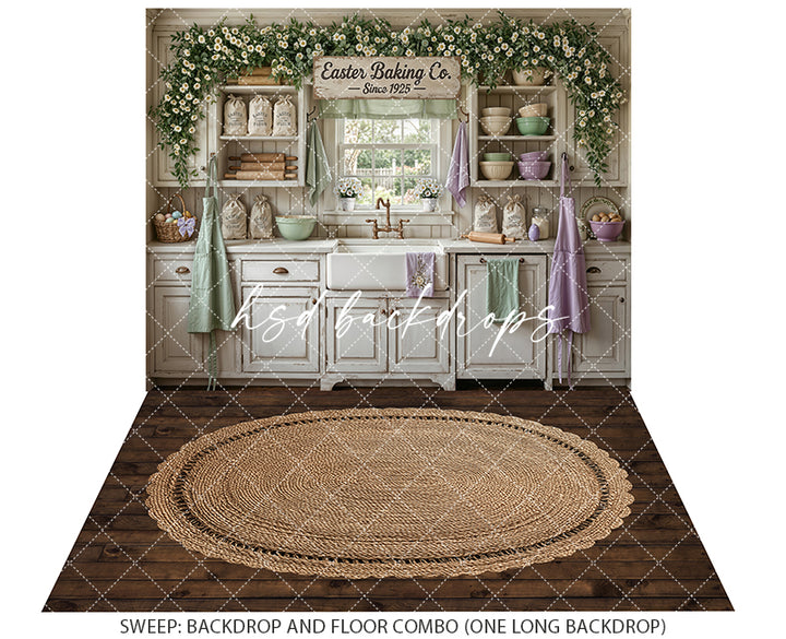 Easter Baking Co. Farmhouse Kitchen – Vintage Spring Backdrop
