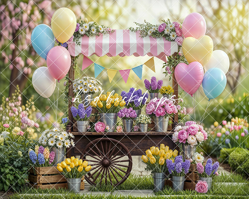 Spring Bloom Celebration Cart – Garden Party Backdrop