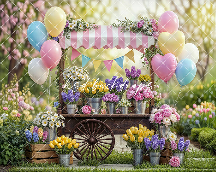 Spring Bloom Celebration Cart – Garden Party Backdrop