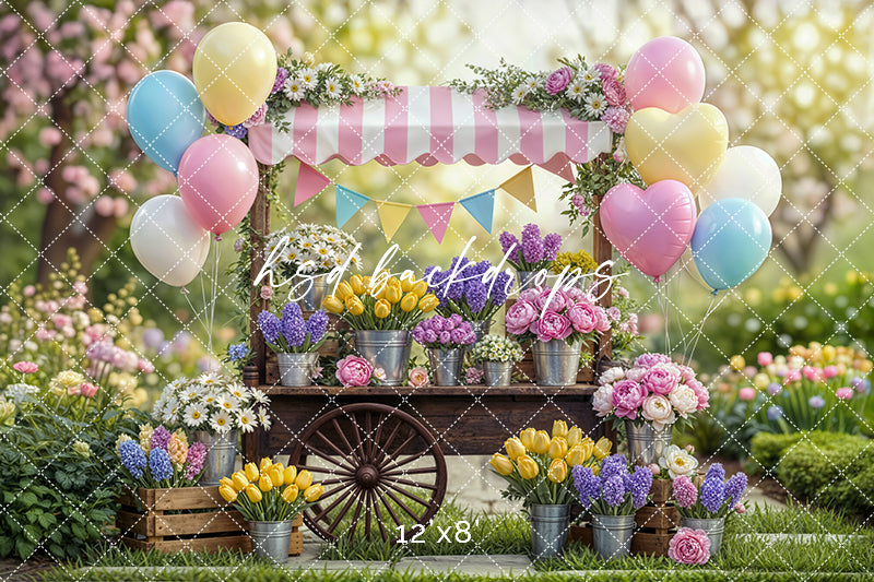 Spring Bloom Celebration Cart – Garden Party Backdrop