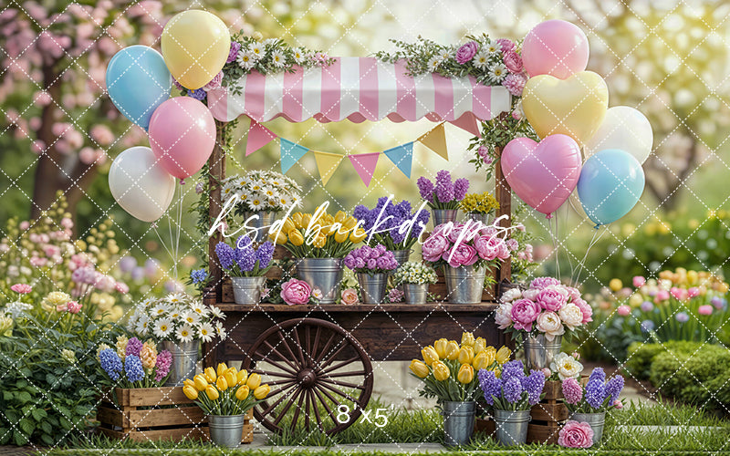 Spring Bloom Celebration Cart – Garden Party Backdrop