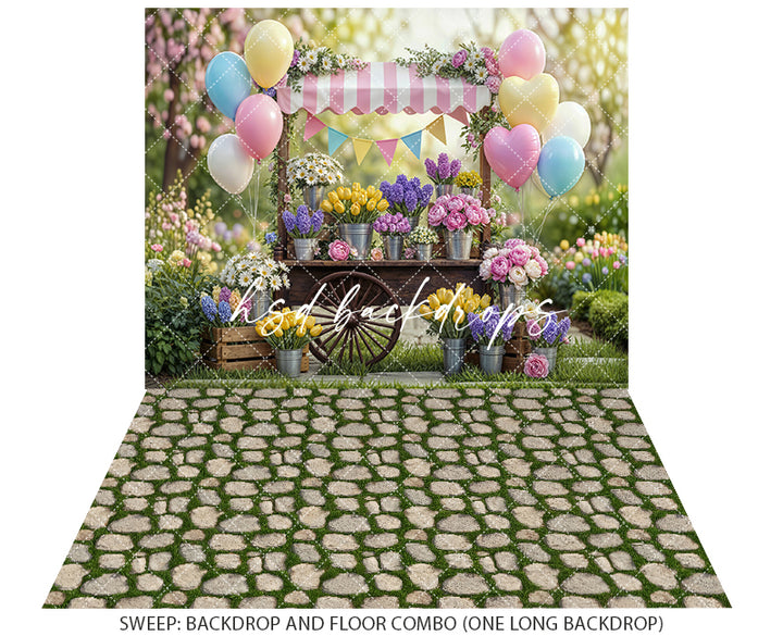 Spring Bloom Celebration Cart – Garden Party Backdrop