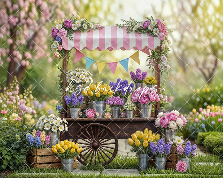 Spring Bloom Flower Cart – Garden Market Backdrop