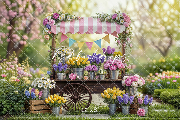 Spring Bloom Flower Cart – Garden Market Backdrop