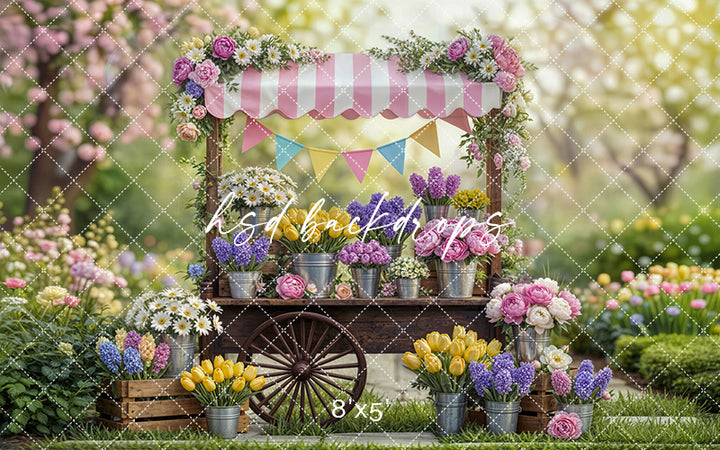 Spring Bloom Flower Cart – Garden Market Backdrop