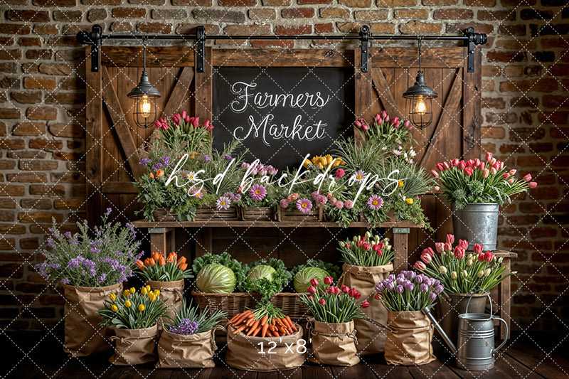 Rustic Spring Farmers Market – Flower & Produce Backdrop