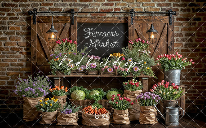 Rustic Spring Farmers Market – Flower & Produce Backdrop