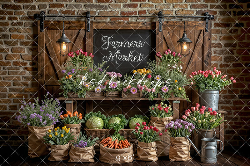 Rustic Spring Farmers Market – Flower & Produce Backdrop