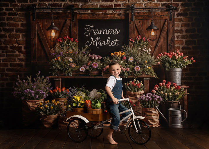 Rustic Spring Farmers Market – Flower & Produce Backdrop