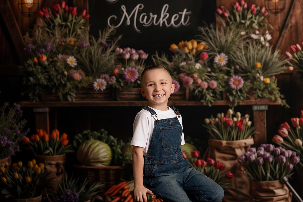 Rustic Spring Farmers Market – Flower & Produce Backdrop