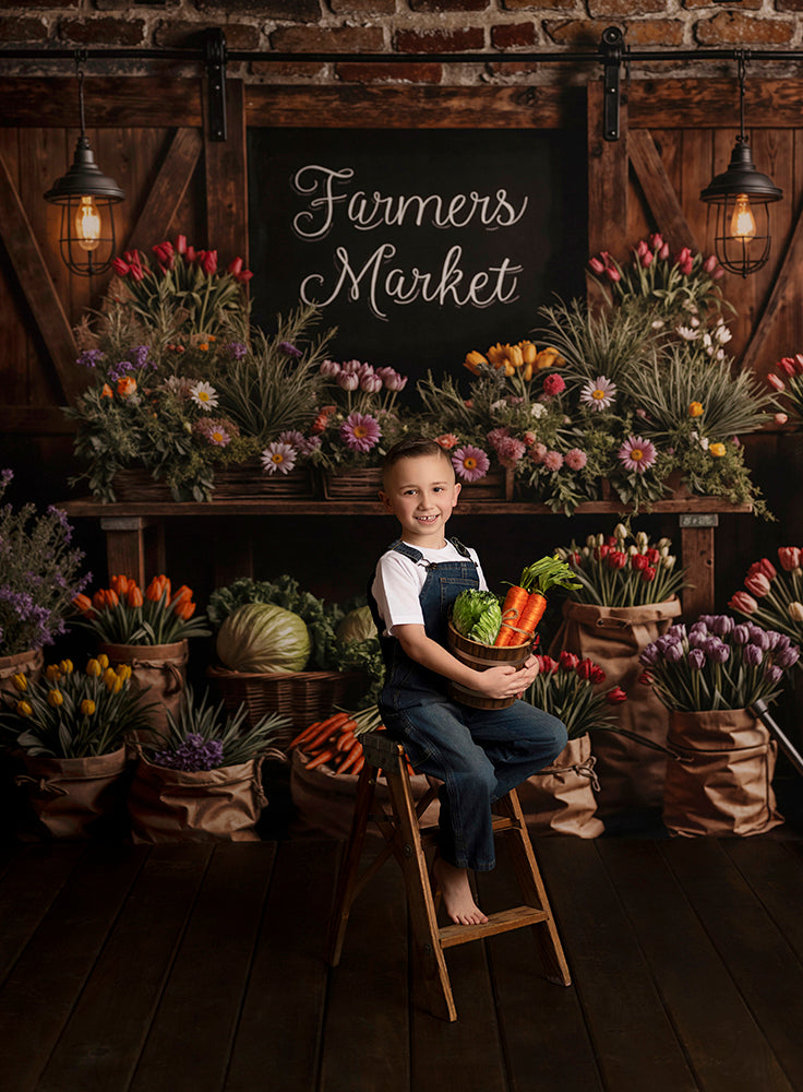 Rustic Spring Farmers Market – Flower & Produce Backdrop