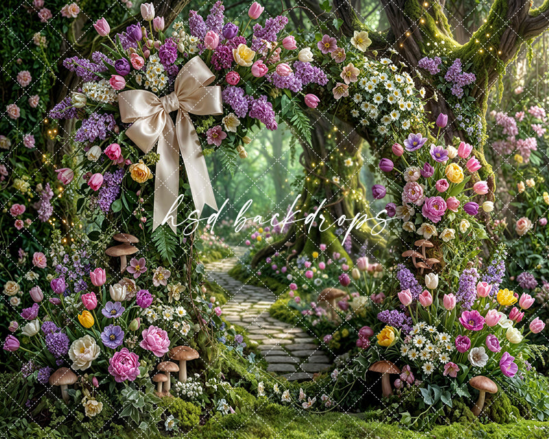 Enchanted Spring Blossom Arch – Whimsical Garden Backdrop