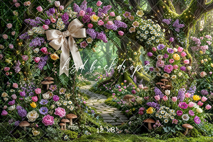 Enchanted Spring Blossom Arch – Whimsical Garden Backdrop