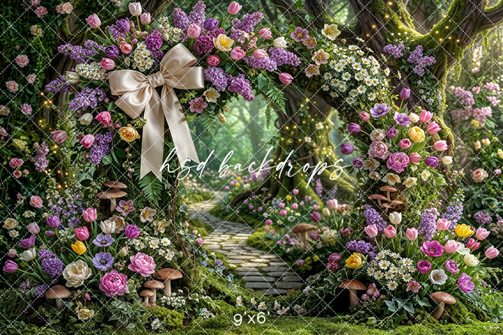 Enchanted Spring Blossom Arch – Whimsical Garden Backdrop