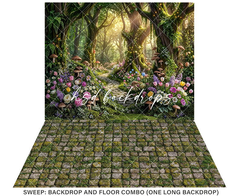 Enchanted Woodland Path – Whimsical Spring Garden Backdrop