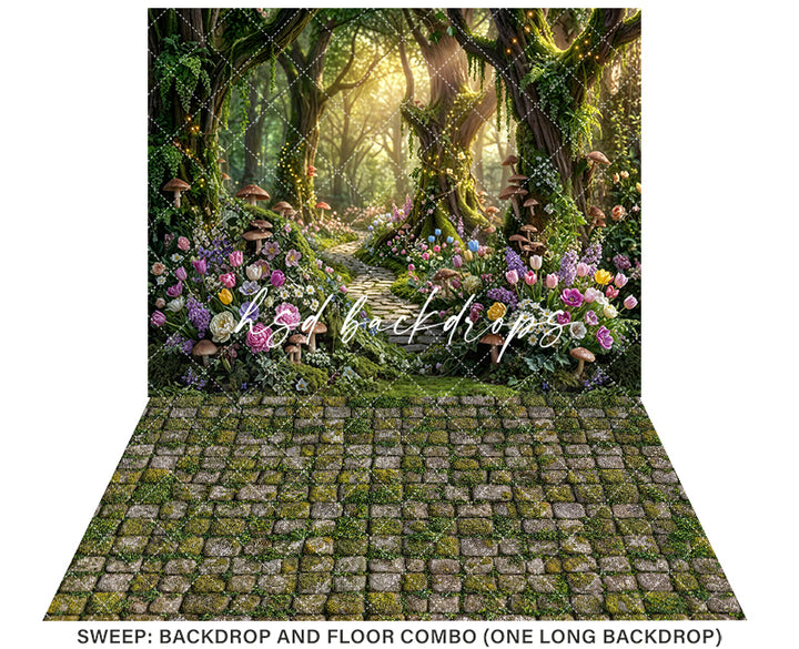 Enchanted Woodland Path – Whimsical Spring Garden Backdrop