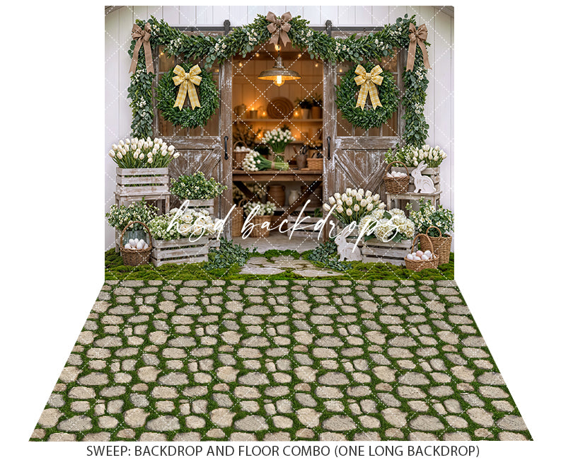 Rustic Spring Garden Doorway – Tulip Farmhouse Backdrop