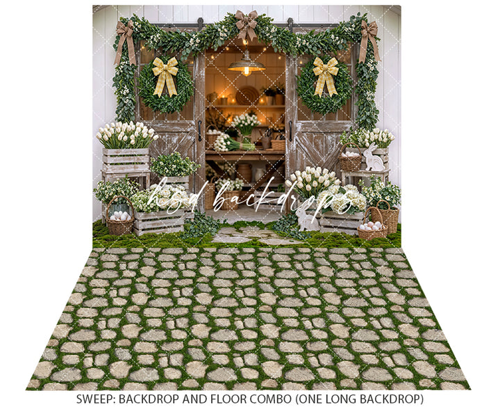 Rustic Spring Garden Doorway – Tulip Farmhouse Backdrop