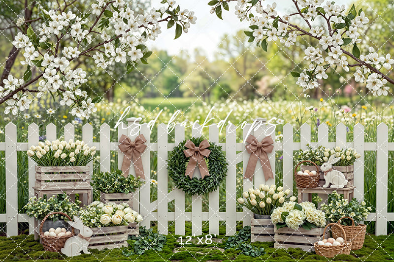 Blooming Tulip Fence – Spring Garden Easter Backdrop