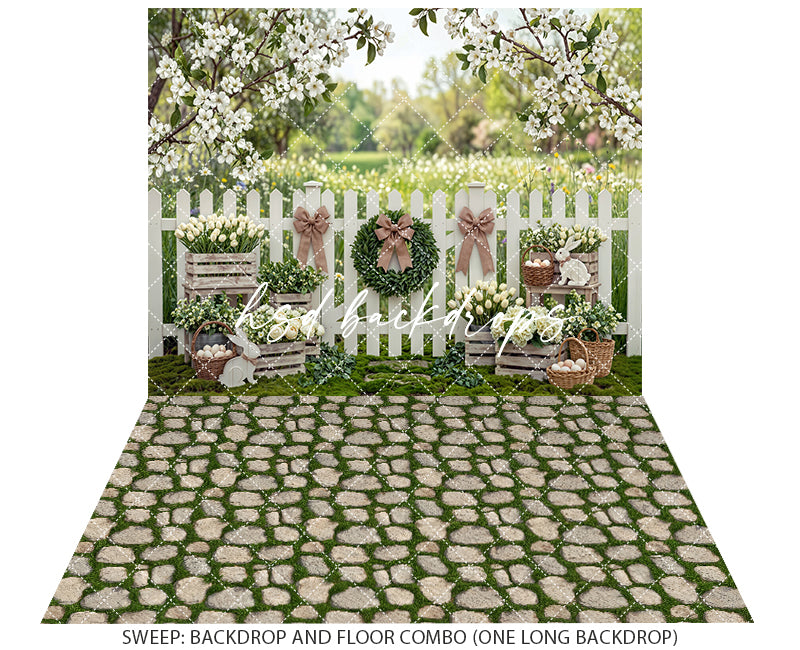 Blooming Tulip Fence – Spring Garden Easter Backdrop