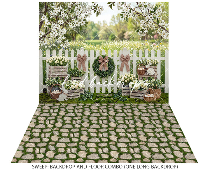 Blooming Tulip Fence – Spring Garden Easter Backdrop