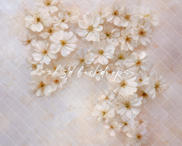 Ivory Petal Cascade - Floral Spring Backdrop
