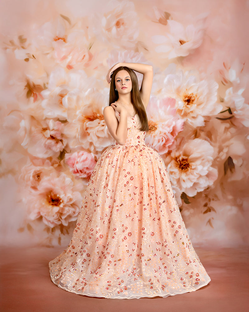 Blush Peony Bloom Photography Backdrop – Romantic Spring Floral Design | HSD Backdrops