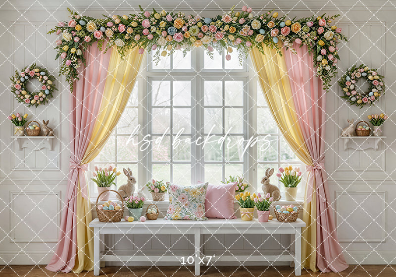 Pastel Bloom Window – Easter Floral Backdrop
