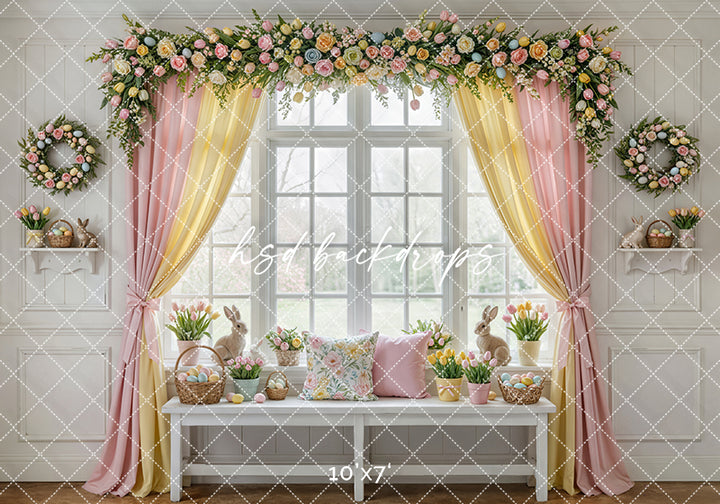 Pastel Bloom Window – Easter Floral Backdrop