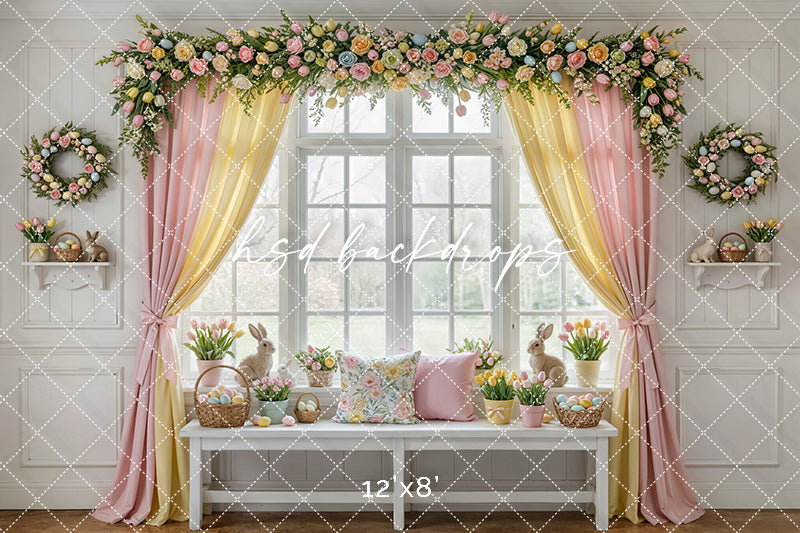 Pastel Bloom Window – Easter Floral Backdrop